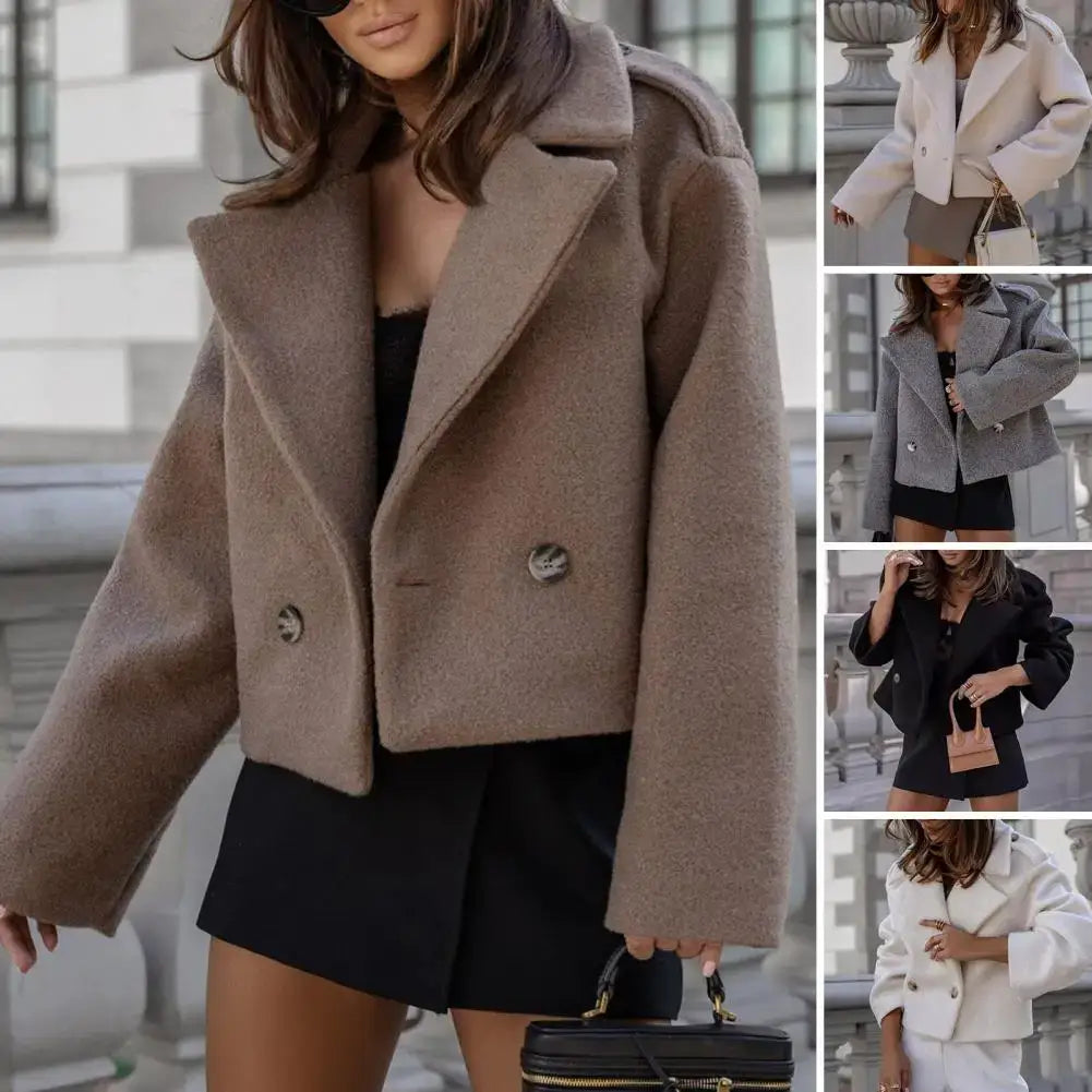 New Winter Fashion Solid Color Jacket For Women Elegant Casual 2024