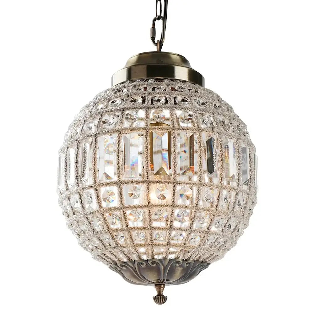 Vintage Crystal Globe Pendant Chandelier