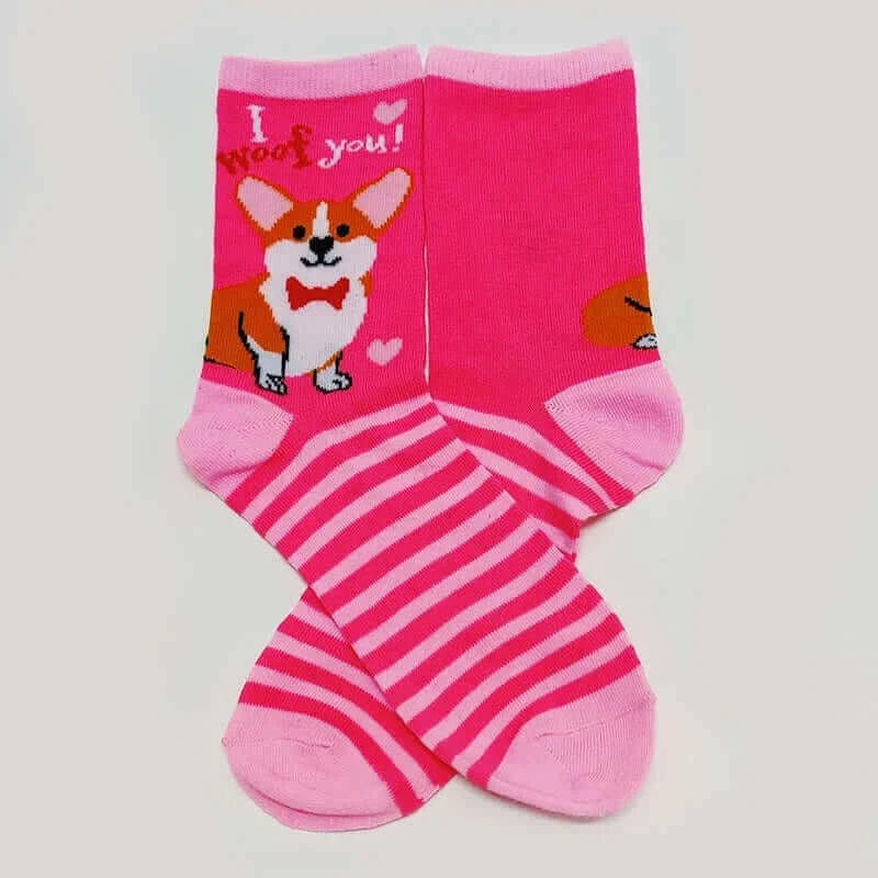 Valentine Day Women Socks Funny Cartoon Socks Four Leaf Clover Corgi Dog Letter Cute Love Dinosaur Anniversary Present Gifts