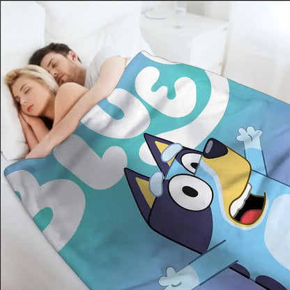 B-bluey-y Downy Throw Blanket Aesthetic Portable Home Travel Camping Sofa Picnic Thick Warm Flannel Blanket