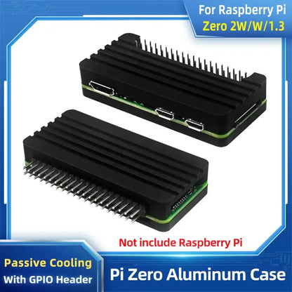 Raspberry Pi Zero 2 W Aluminum Case CNC Armored Shell with Heatsink GPIO Header Passive Cooling Case for Pi Zero 2 W / W / 1.3