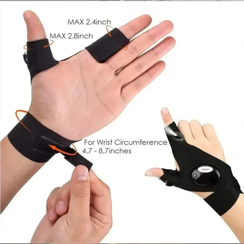 LED Fingerless Gloves for Fishing and Nighttime Tasks