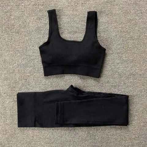 Women Seamless Yoga Set Gym Workout Clothes for Female Push Up Bra.