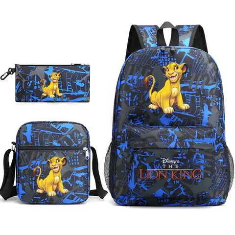 3Pcs Disney The Lion King Simba Bookbag Kids Backpack Boys Girls