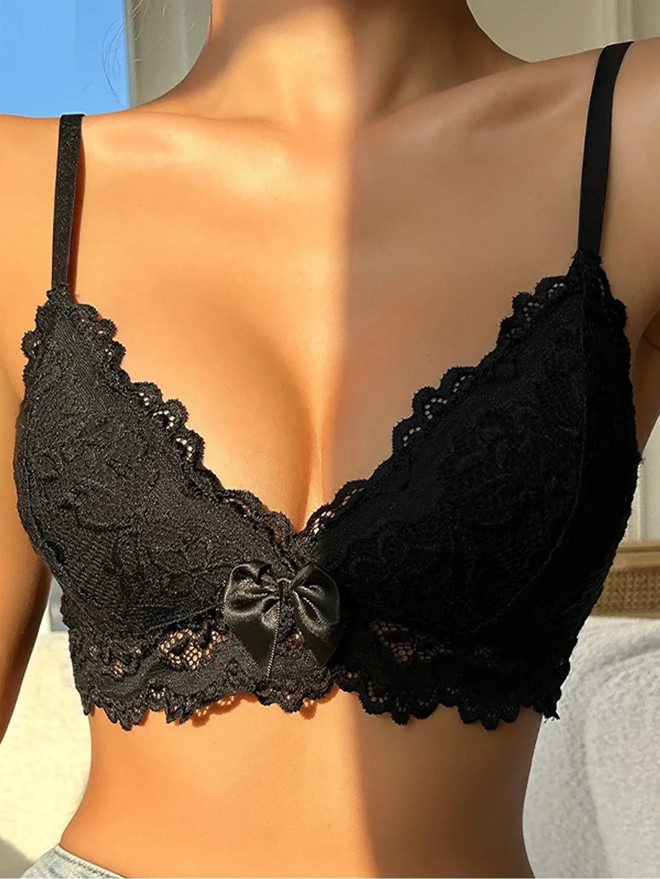 Women Corset Top V-Neck Lace Trim Tank Top Open Back Ultra-Short Camisole for Summer Black L