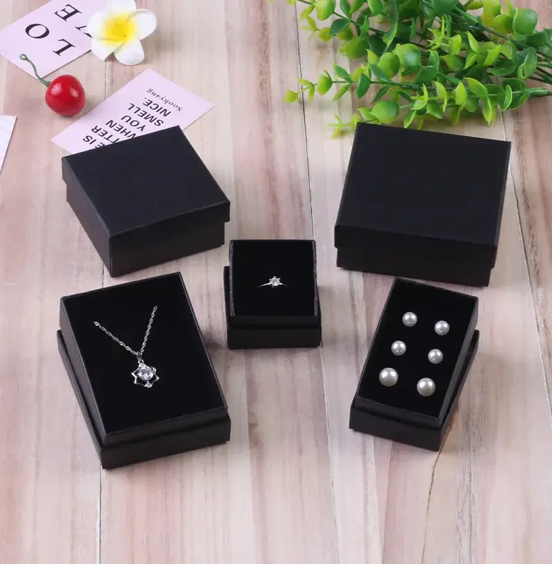 12pcs/ lot Simple Box Earnail Rings Earrings Bracelet Necklace Gray Black Paper Jewellry Display Case Jewelry Organizer 2030