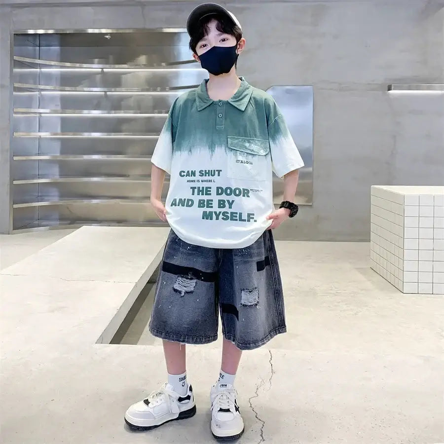 Teen Boys Clothing Sets Summer Kids Clothes Casual Outfit Suit 2PCS Tweens Child Letter Tracksuit Costume Age 5 7 8 9 11 13 14 Y