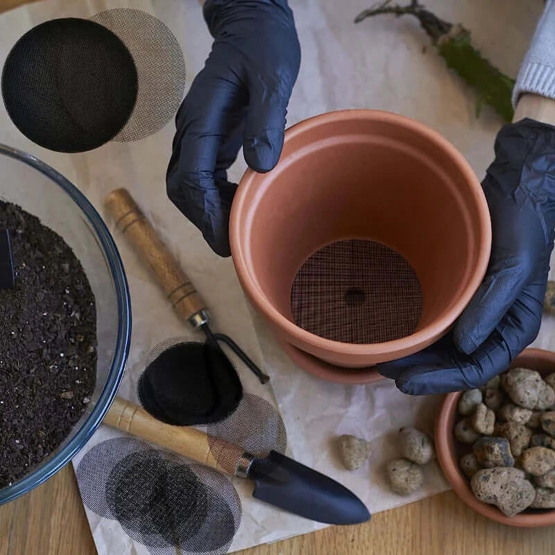 50/100Pc Flower Pot Hole Mesh Pad Bonsai Pot Bottom Grid Mat Bottom.