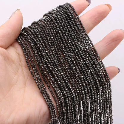 2pcs 2mm/3mm Natural Stone Shiny Beads Gold Color Faceted Spinel for Jewelry Making DIY Necklace Bracelet Accessories