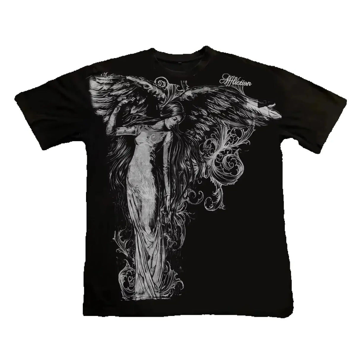 Y2K Gothic Print Oversized Cotton T-Shirt