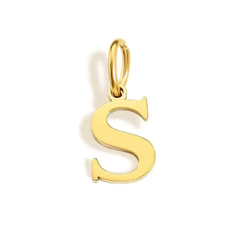 26 Letter Alphabet Initial 10mm Charm Pendant Jewelry Gold Stainless Steel Simple PVD Plated DIY Necklace Bracelet Jewelry