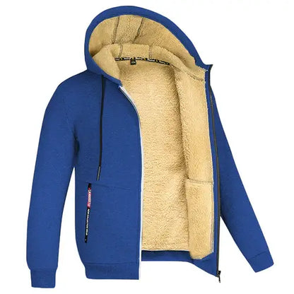 Trendy Sweatshirt Coat Front Pockets Warm Zipper Lamb Wool Jacket Men