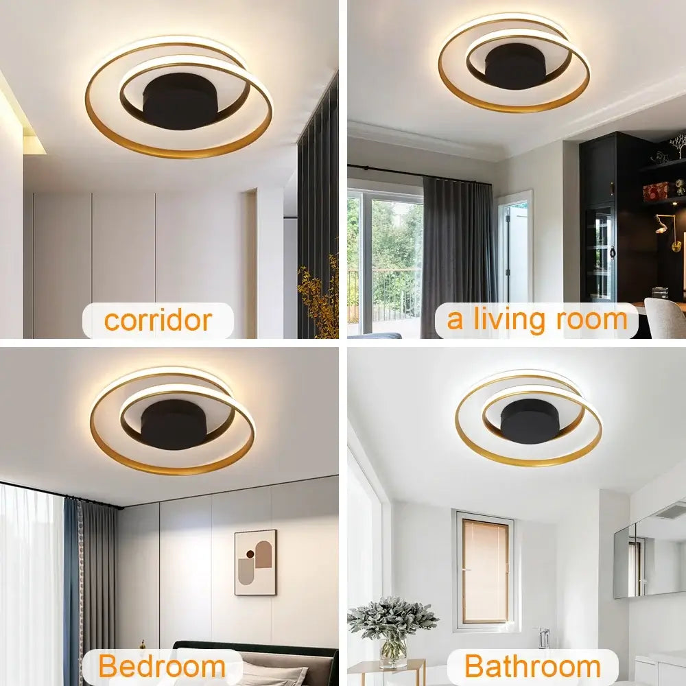GreeLustr Dimmable LED Flush Mount Chandelier, Gold, White or Black