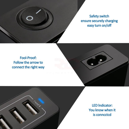 ILEPO 60W 10-Port USB Charging Station – Multi-Device Desktop Charger | iPhone, iPad, Samsung, Xiaomi | US/EU/UK/AU/KR Plug