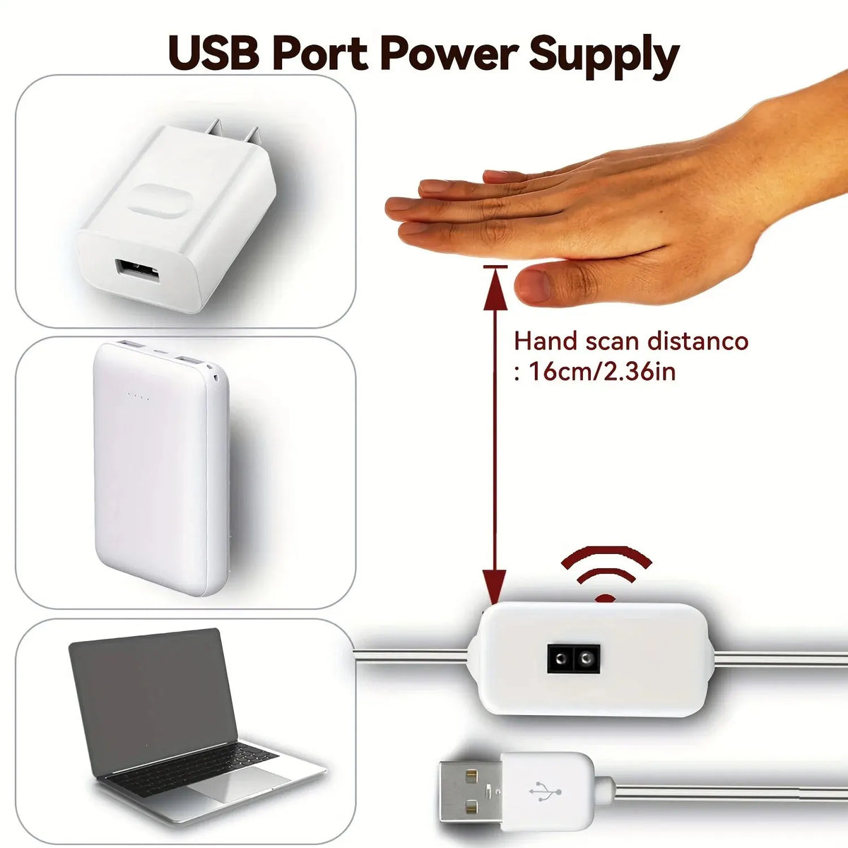1M USB LED Strip Light with Hand-Wave Sensor