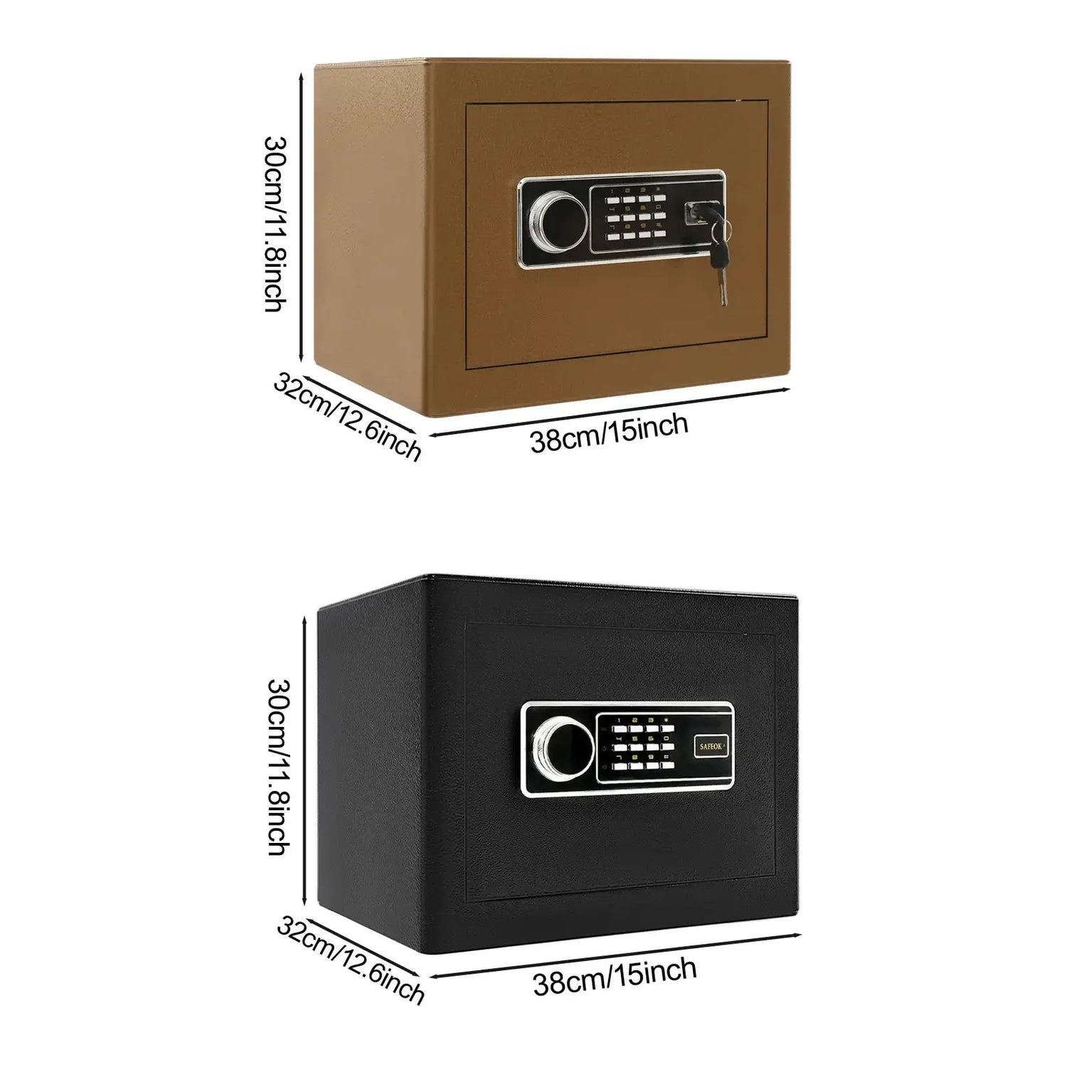 Digital Safe Box 15In Home Safe with Electronic Keypad 4 Bolts Security Safe for Bedroom Office Wall Mount Cash Jewelry Storage