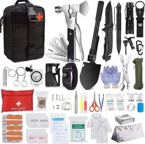 Survival Kit,105Pcs Survival Gear First Aid Kit with Molle System.