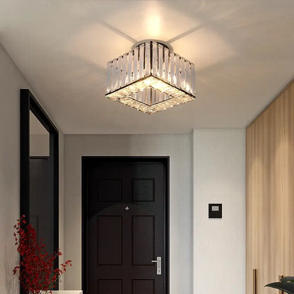 Modern Crystal Ceiling or Pendant Light, Black or Gold