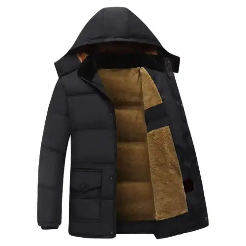 Mens Winter Cotton Jackets Mens Fashion Casual Slim Hooded Large Size