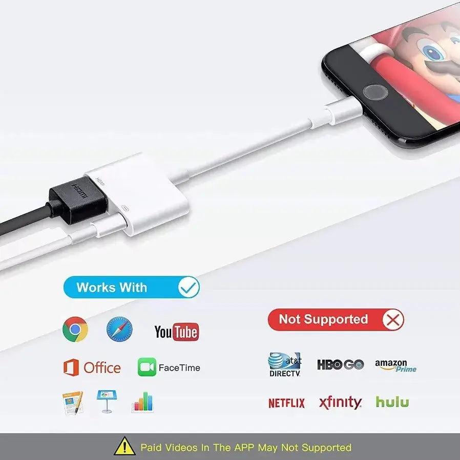 GITFOS Adapte For Lightning to HDMI HUB 1080P VideoAudio Sync Screen Converter with ios Charging Port iPhone to HDMI OTG Adapter
