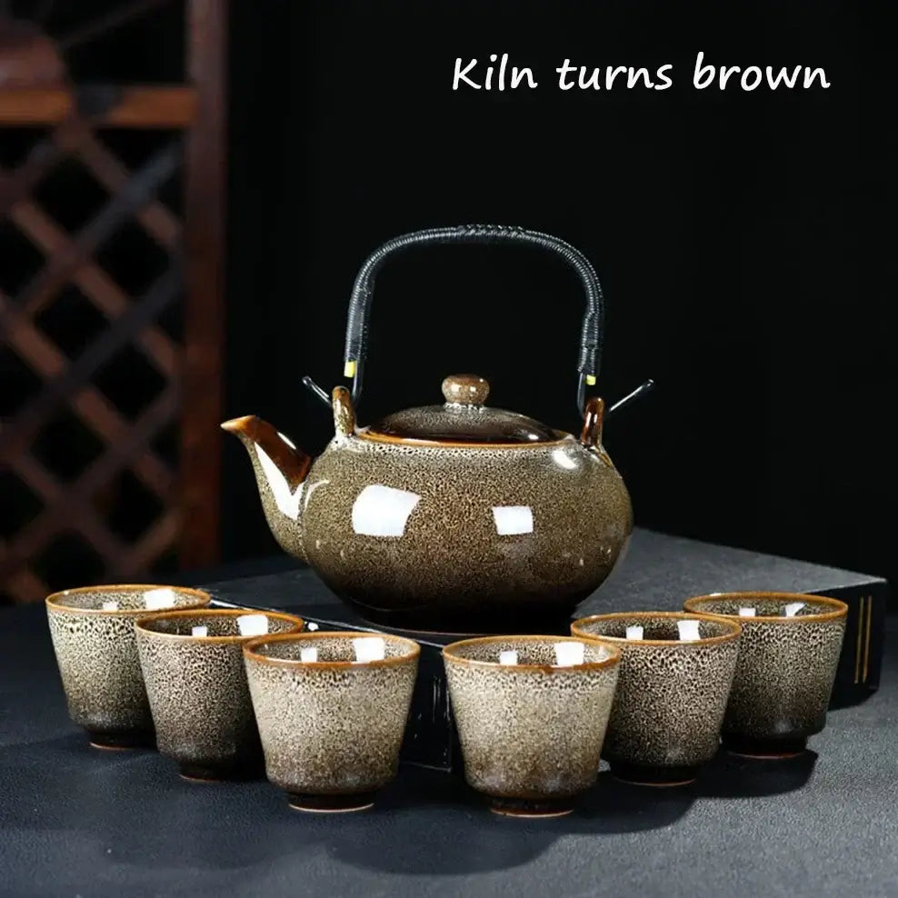 ceramic tea set with handle