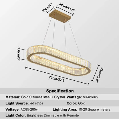 Modern Oval Crystal LED Pendant Chandelier