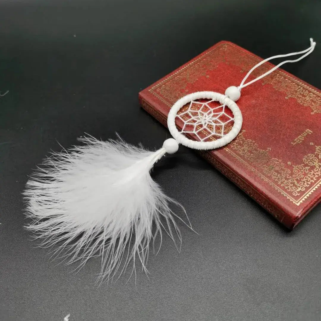 Mini Dream Catcher Car Bag Mobile Phone Pendant Wind Chimes Feather Home Decor Wall Hanging Adornment Handmade Dreamcatcher Gift