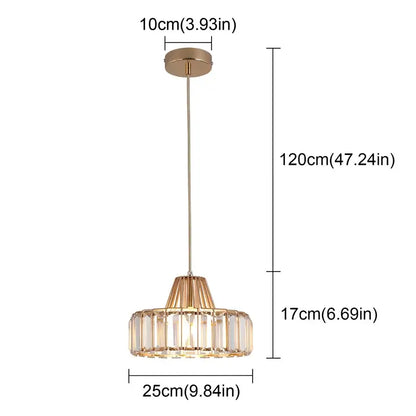 GreeLustr Modern Crystal Pendant Light, Black or Gold