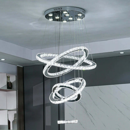 Modern Crystal Ring LED Pendant Chandelier