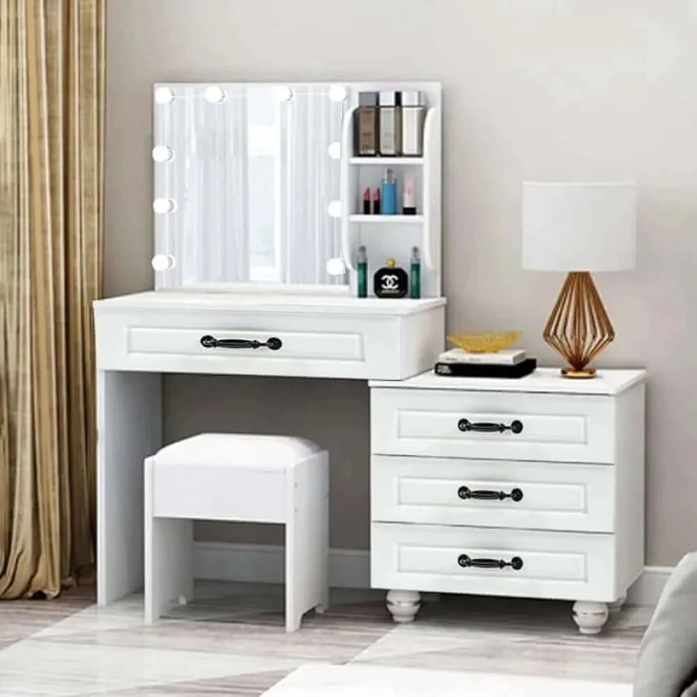 Vanity Set Dressing Table with Lighted Mirror, Vanity Desk with
