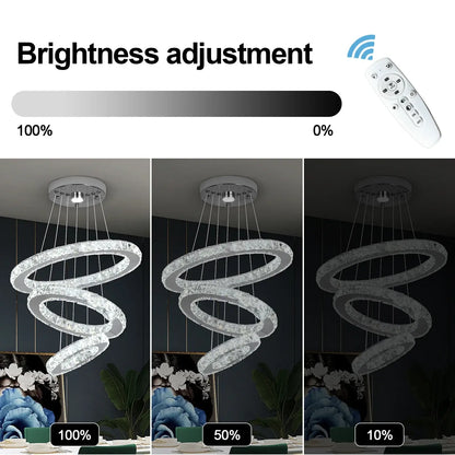 GreeLustr Crystal Ring LED Pendant Light, 1 or 3 Rings
