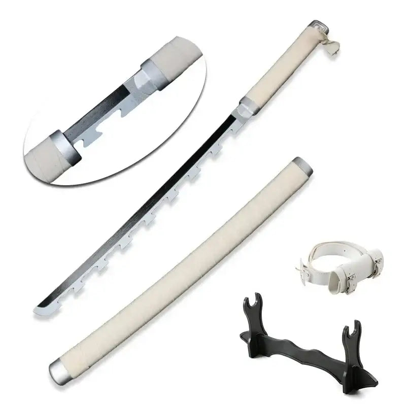 80cm Demon Slayer Katana Bamboo Blade Role-playing Weapons Props Halloween Costume Props with Belt and Sword Holder