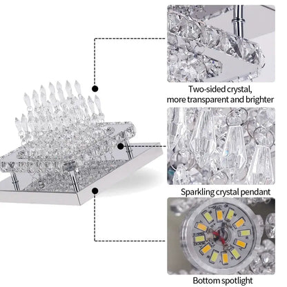 Square Crystal Raindrop LED Ceiling Chandelier
