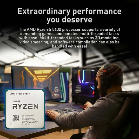 AMD New Ryzen 5 5600 R5 5600 CPU Game Processor Socket AM4 6-Core.