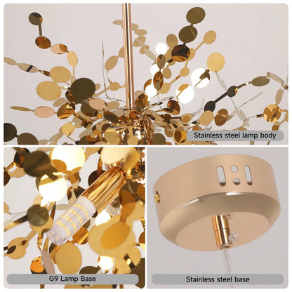 Modern Firework-Style Crystal LED Chandelier, Gold or Silver