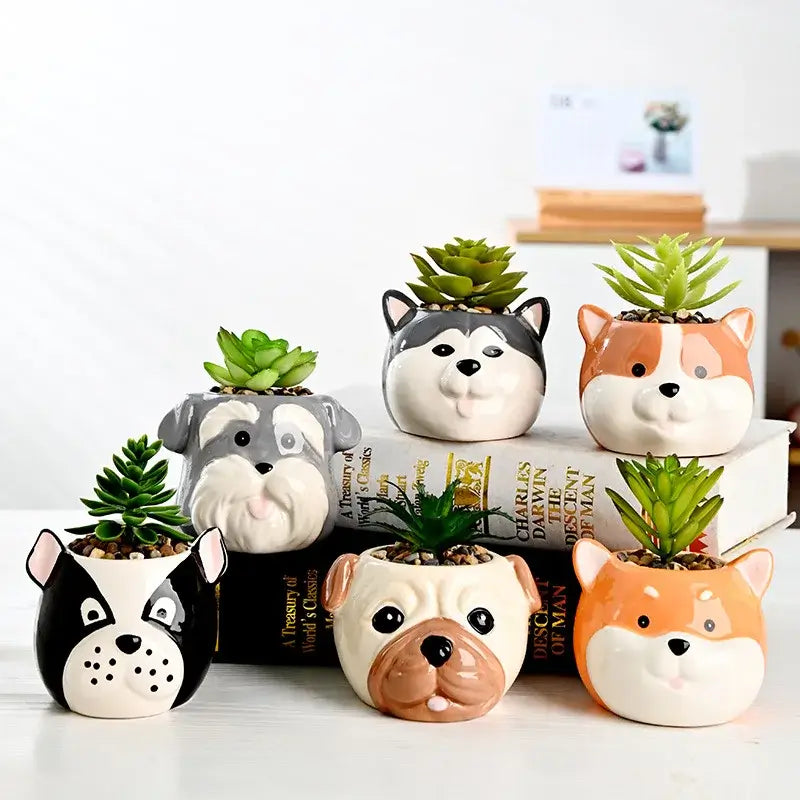 cute puppy succulent planter