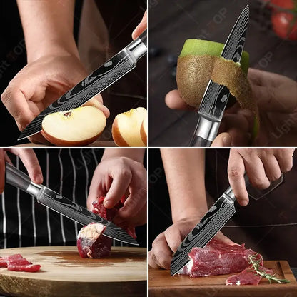 Stainless Steel Kitchen Knives with Wooden Handles