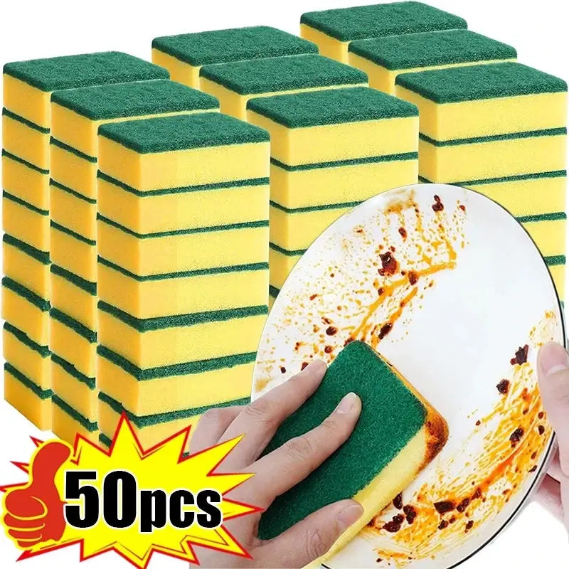 Double Sided Magic Sponge for Motorcycles, Pots, and Kitchens - Heavy-Duty Grease Cleaning Sponge