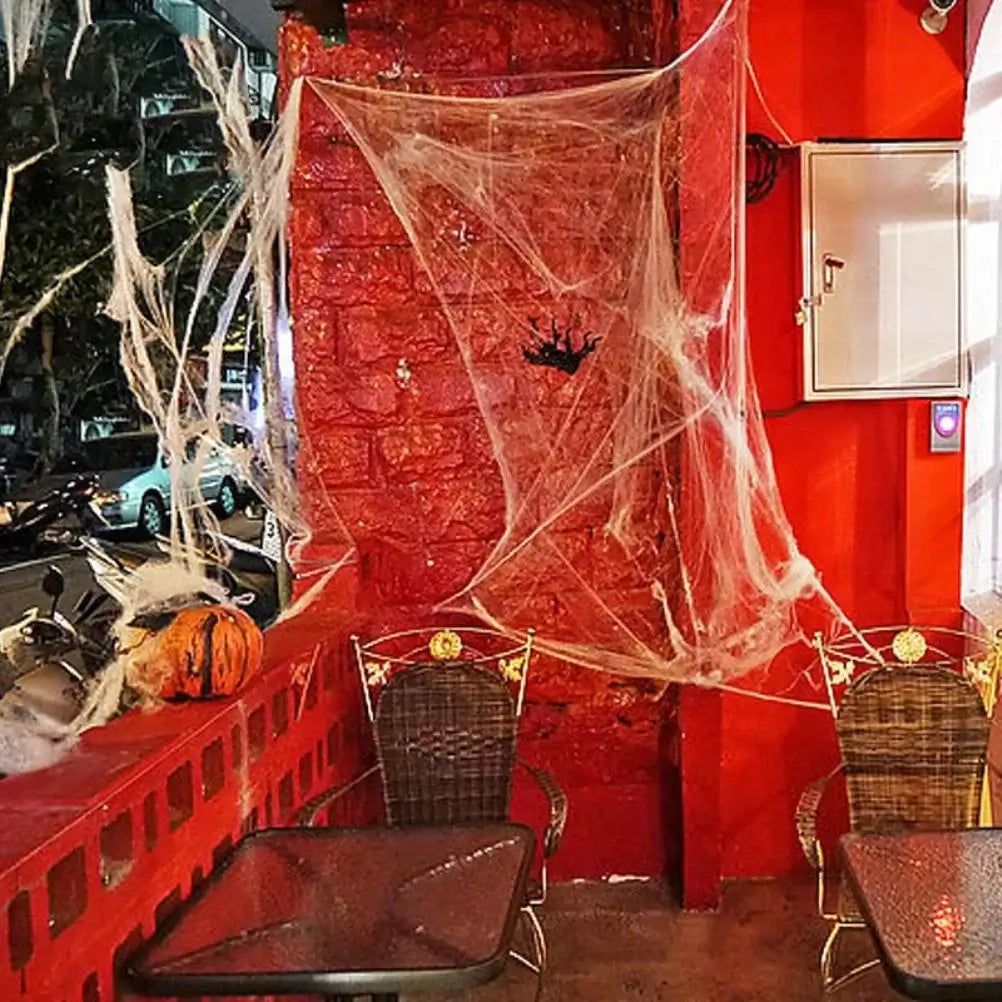 Halloween Glowing in The Dark Spider Web Cotton Luminous Cobwebs Halloween Indoor Outdoor Home Party Haunted House Decorations