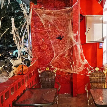 Halloween Glowing in The Dark Spider Web Cotton Luminous Cobwebs Halloween Indoor Outdoor Home Party Haunted House Decorations