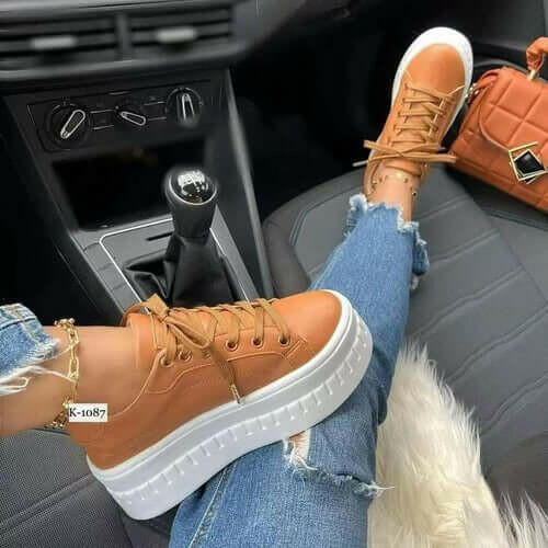 Casual Platform Women's Shoes Flat Womens Sneakers.