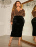 1XL 4XL Plus Size Dress Deep V Long Sleeve Sequins Wrap Party Dress