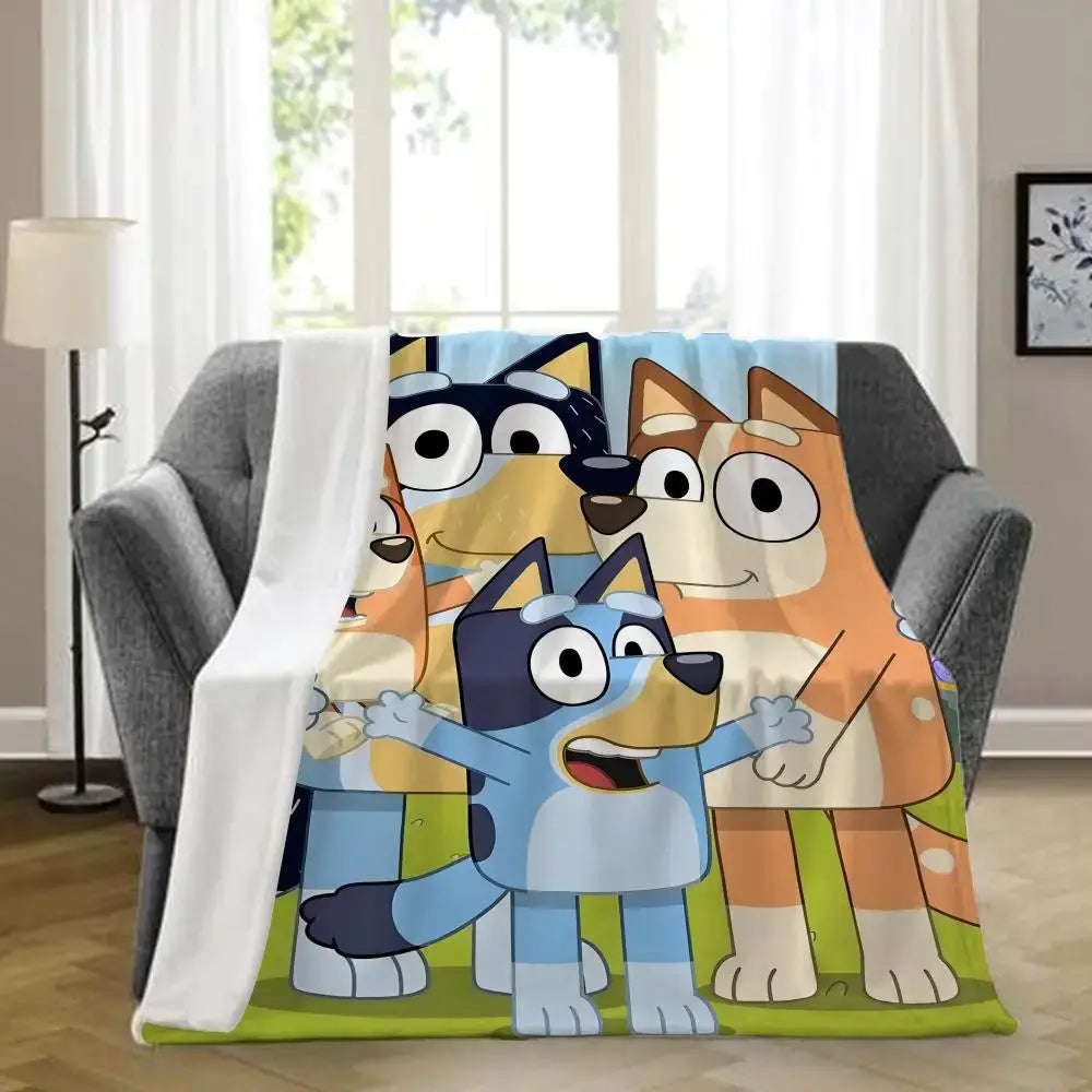 B-bluey-y Downy Throw Blanket Aesthetic Portable Home Travel Camping Sofa Picnic Thick Warm Flannel Blanket