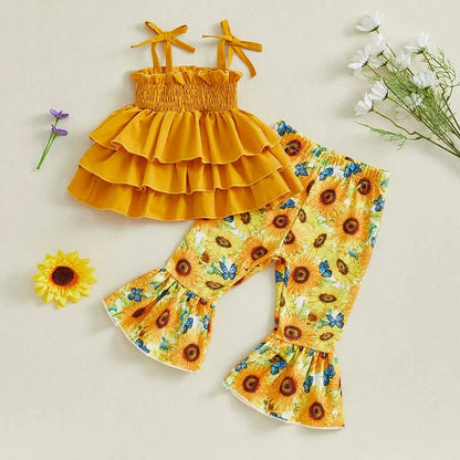 Adorable Baby Girl Summer Clothes Cute Floral Print Tank Top and Ruffle Shorts Outfit Set for Toddler Girls