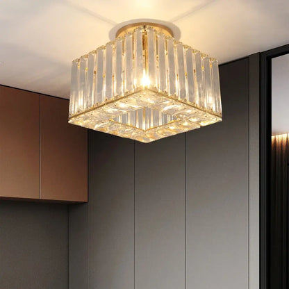 Modern Crystal Ceiling or Pendant Light, Black or Gold