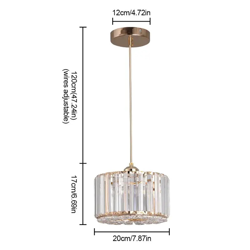 GreeLustr Modern Crystal Pendant Light, Black or Gold