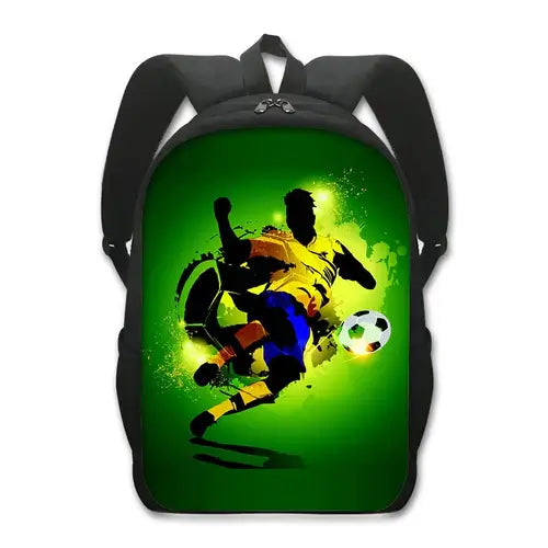 Cool Golden Soccer with Crown Print Backpack Football Sport Rucksack.