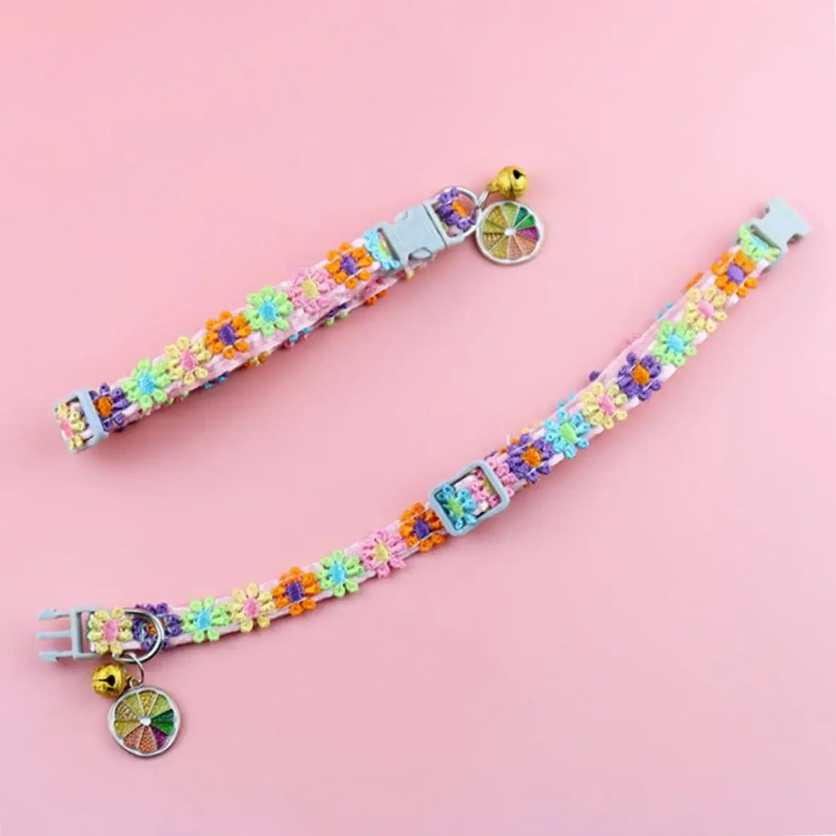 Pet Collar With Bell Cartoon Footprint Colorful Dog Puppy Kitten Collar Adjustable Safety Bell Ring Necklace Pet Accessories