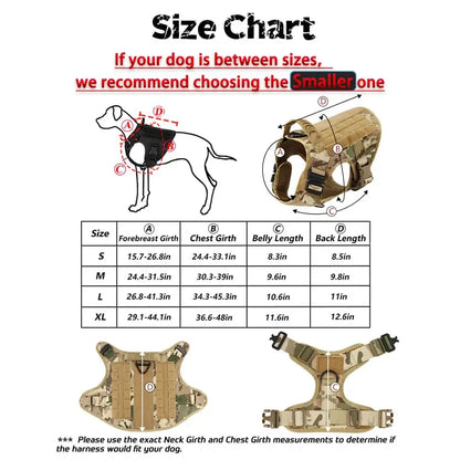 Tactical Dog Harness Leash Set for Large Dogs Military Harnesses for Training Walking Hunting Pet Vest Handle No Pull Malinois