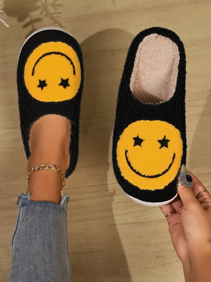 cute smiley face winter slippers